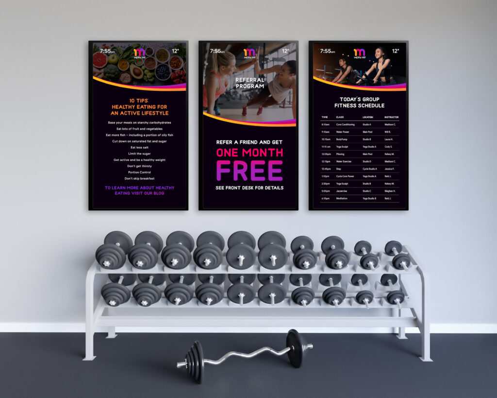 Skykit Customer Experience - Fitness Scene with Real-Time Data Feeds