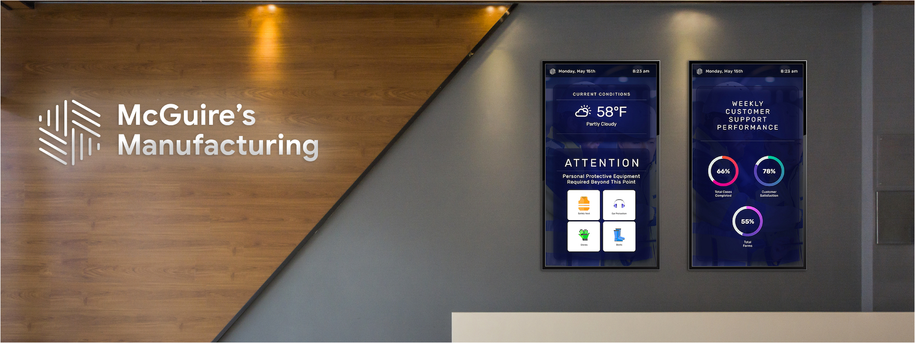 Skykit Digital Signage for Manufacturing - Share Real-Time Dashboard and important Safety Information with Your Staff - App Deployment Solutions