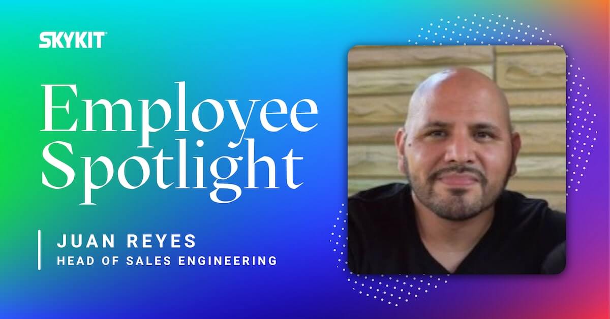 Juan Reyes Skykit Employee Spotlight Graphic with Juan's Headsot