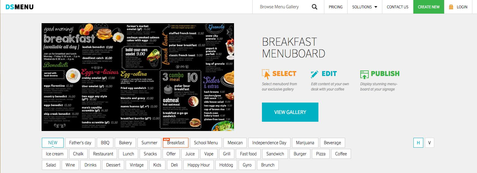 dsmrnu breakfast menu board digital signage