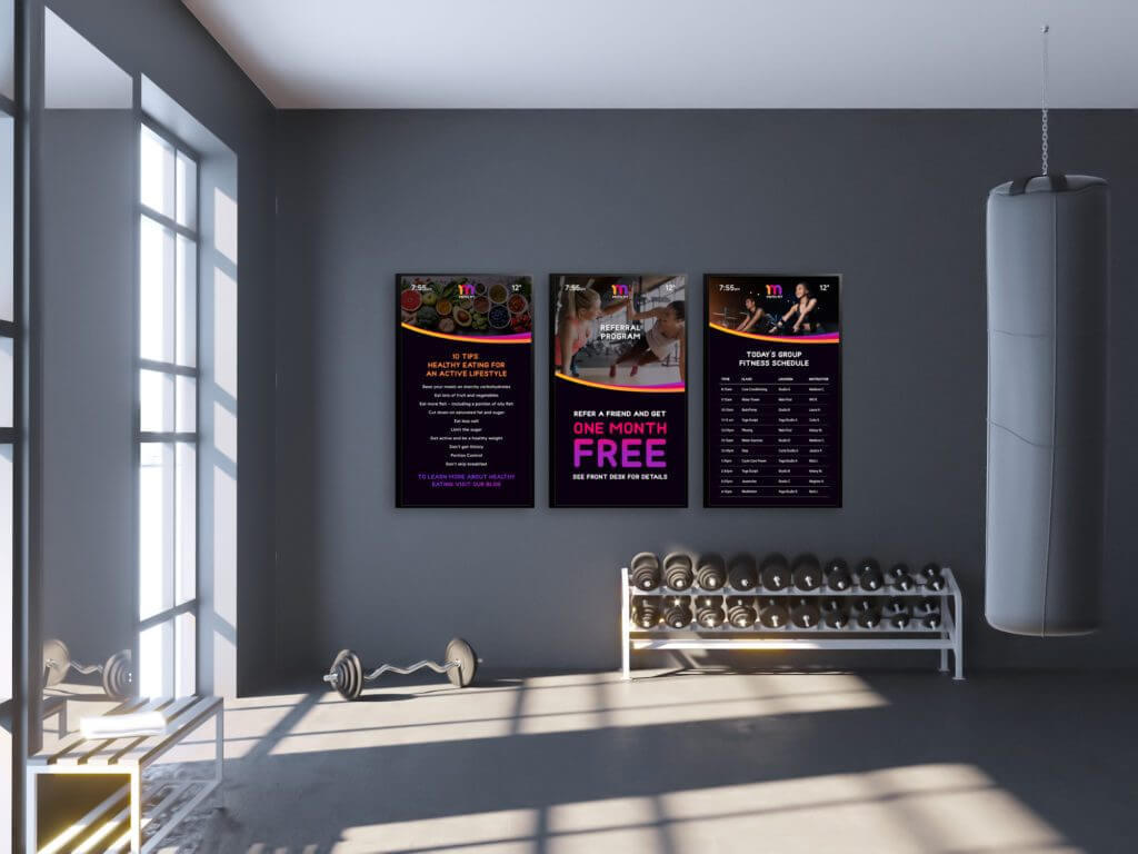 gym signs in gym made easy by Skykit