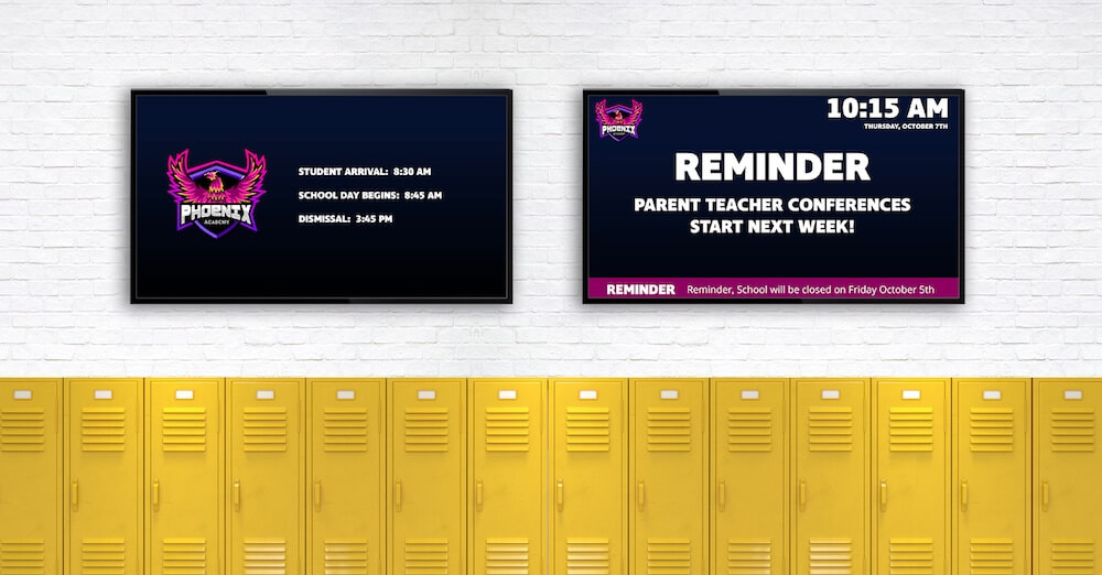 Using Digital Signage in Schools - Announcement Systems: Lobby Welcome Screens