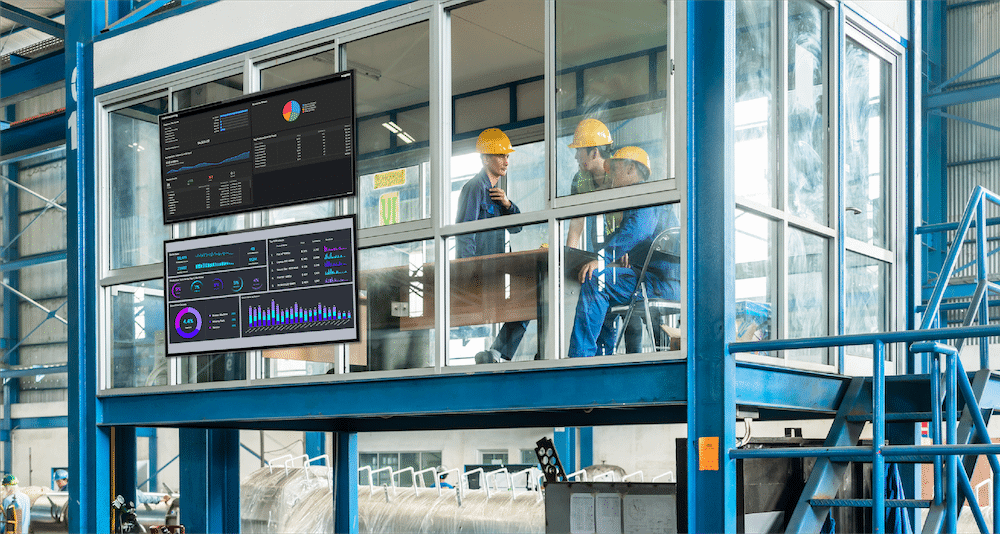 Real-Time Data Skykit Dashboards used in a manufacturing setting to display metrics