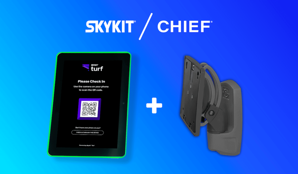 SKD10 10" display with skykit logo and chief logo with Kontour wall mount