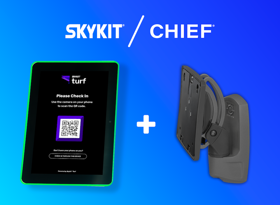 SKD10 10" display with skykit logo and chief logo with Kontour wall mount